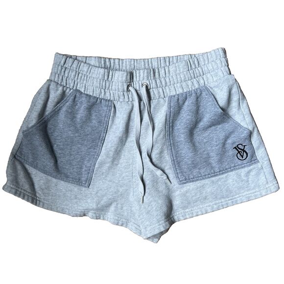 Victoria's Secret On Point Grey Color Block Cotton Sweatpant Shorts Size Medium - Picture 1 of 5